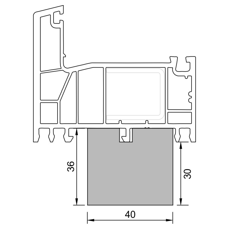 greenteQ  Fensterbankanschluss-Dämmprofil hochdämmend 0,95 Uwert, 2350 x 40 x 30/36 mm, passend für Salamander greenEvolution 76 product photo BIGANW L