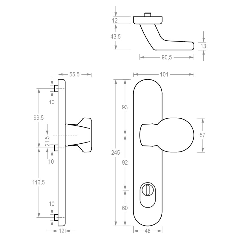 greenteQ Haustür-Halbgarnitur DG 48.S216.ZA.ER.NSK.AU PZ 92 product photo BIGSKZ L