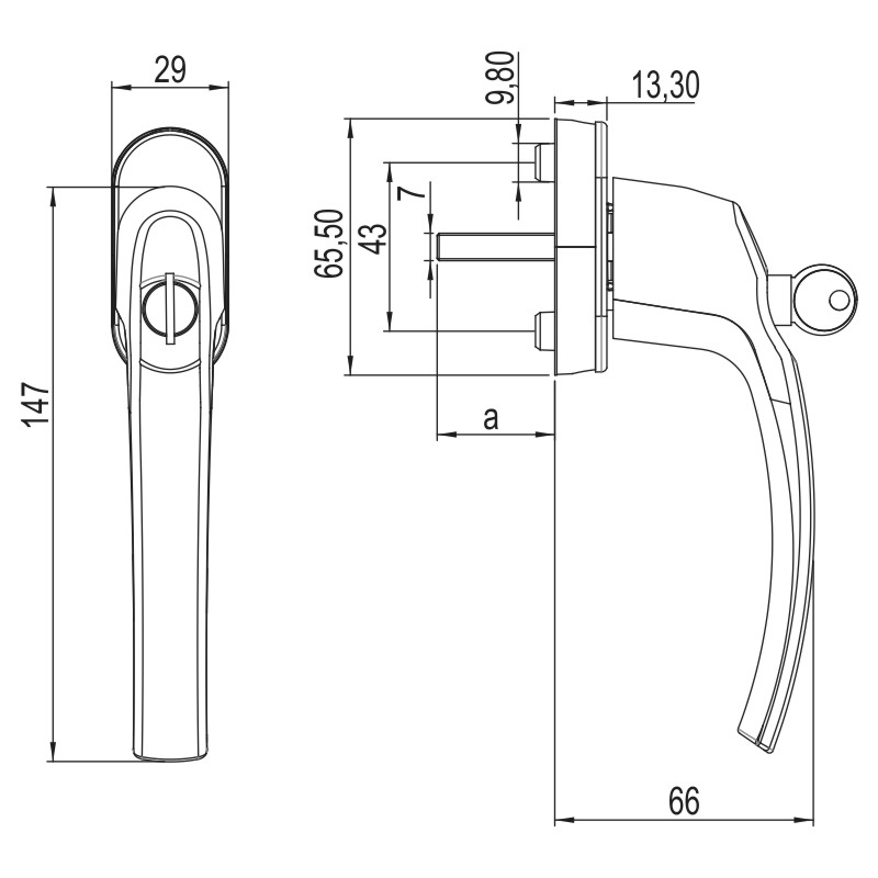 greenteQ Fenstergriff FG31.S.AL silberfarbig F1 SKG2 geprüft abschließbar 7x40 product photo BIGSKZ L
