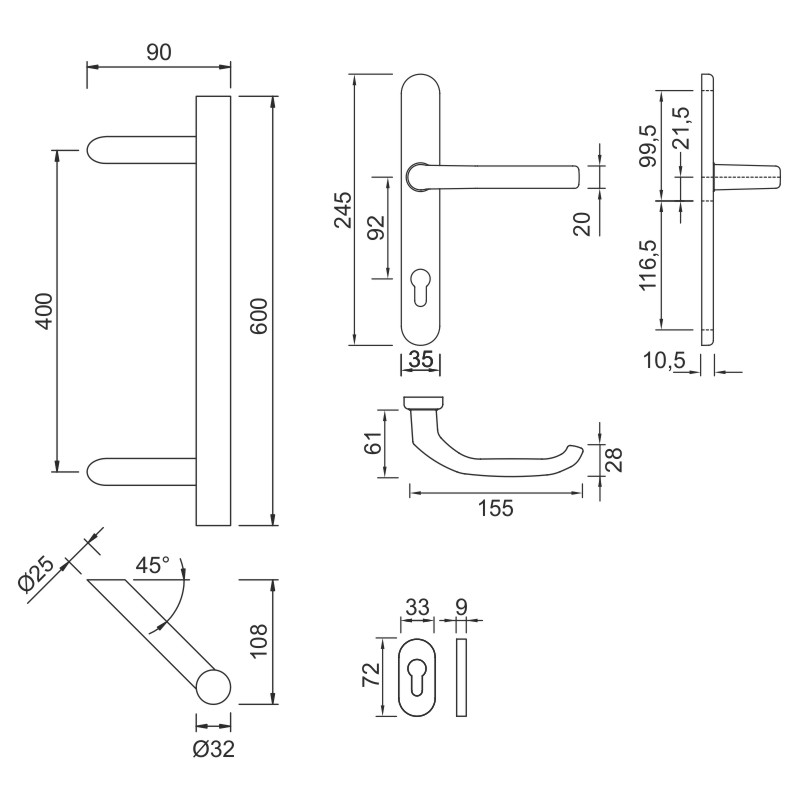 greenteQ Innengrt mit TG10-45°600 mm/DG58.216 weiß Produktbild BIGSKZ L