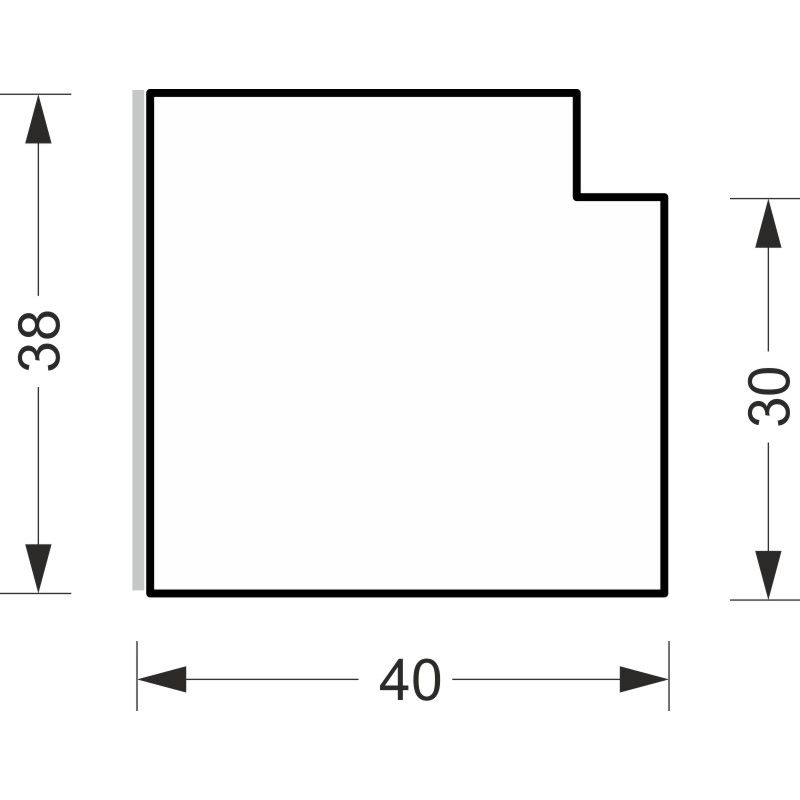 greenteQ  Fensterbankanschluss-Dämmprofil hochdämmend 0,95 Uwert, 2350 x 40 x 30 mm, einseitig 1 mm PVC weiß, passend für Inoutic Prestige product photo BIGSKZ L