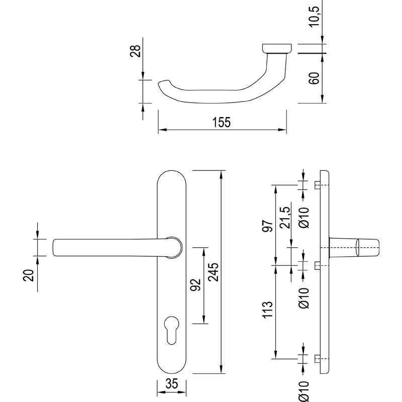 greenteQ Schmalrahmenhalbgrt DG58.AL.SS.AU PZ 92 braun/8019 product photo BIGSKZ L