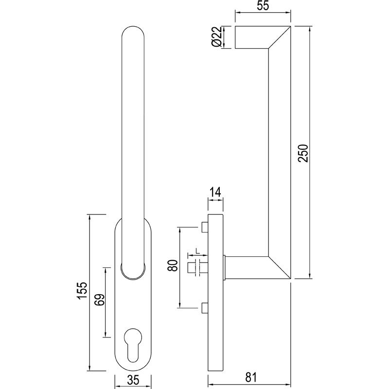 greenteQ Hebe-/Schiebetürgriff HSTG 80.ER PZ - inkl. Schrauben product photo BIGSKZ L