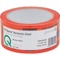 greenteQ PP-Band Vorsicht Glas 50mmx66m product photo