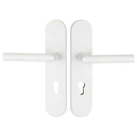 greenteQ Wohnungseingangstür-Schutz-Drückergarnitur DG61.S216.AL.RAL9016.NS Aluminium verkehrsweiß, Entfernung 72 mm PZ, Vierkantstift 8 mm  Türstärke product photo