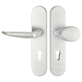 greenteQ Wohnungseingangstür-Schutz-Wechselgarnitur DG65.S216.AL.F1.NSWK Aluminium silberfarbig, Entfernung 72 mm PZ, Vierkanstift 8 mm  Türstärke 35- product photo