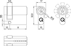 greenteQ Halbzylinder SX 40 8-F m.3 Schl. gs2 Produktbild BIGSKZ L