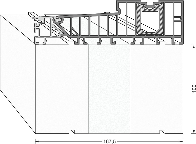 greenteQ Substructure Insulation Profile Lift&Slide	door 2350x100/103x168.5, milled, without PV product photo BIGANW L