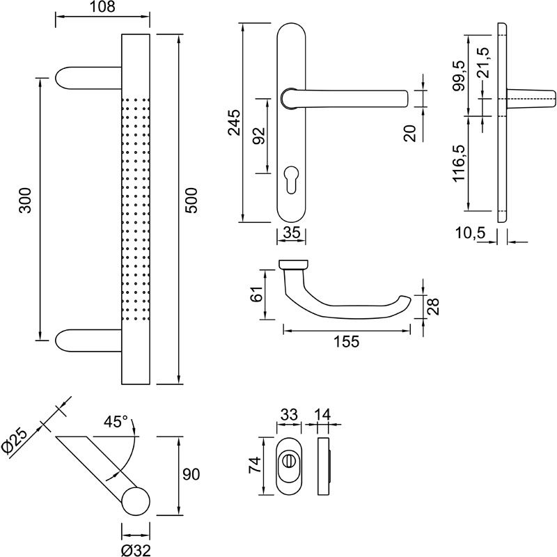 greenteQ Interior door with TG11/DG58.216 Noble steel product photo BIGSKZ L
