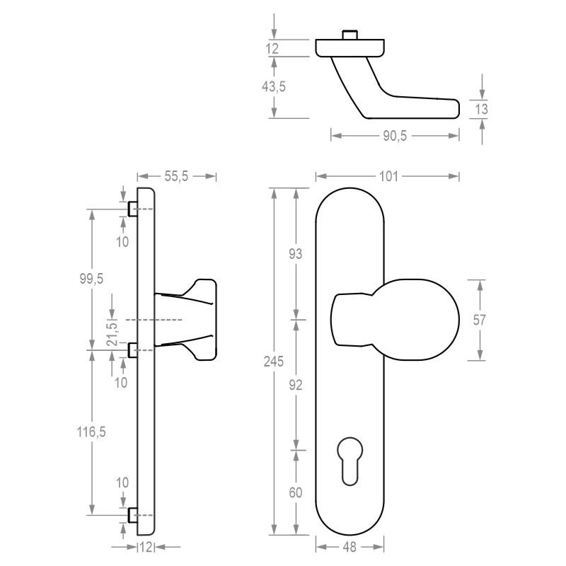 greenteQ Front door half set DG 48.S216.ER.NSK.AU PZ 92 product photo BIGSKZ L