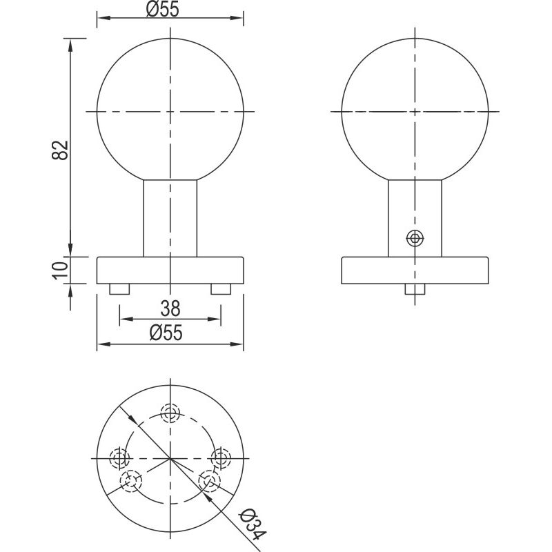 greenteQ Door knob round straight firm fine 	matt product photo BIGSKZ L