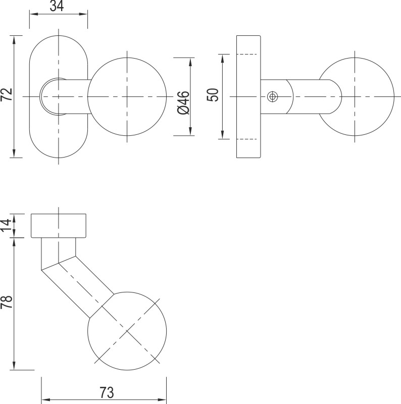 greenteQ Door knob oval cranked firm fine	 matt product photo BIGSKZ L
