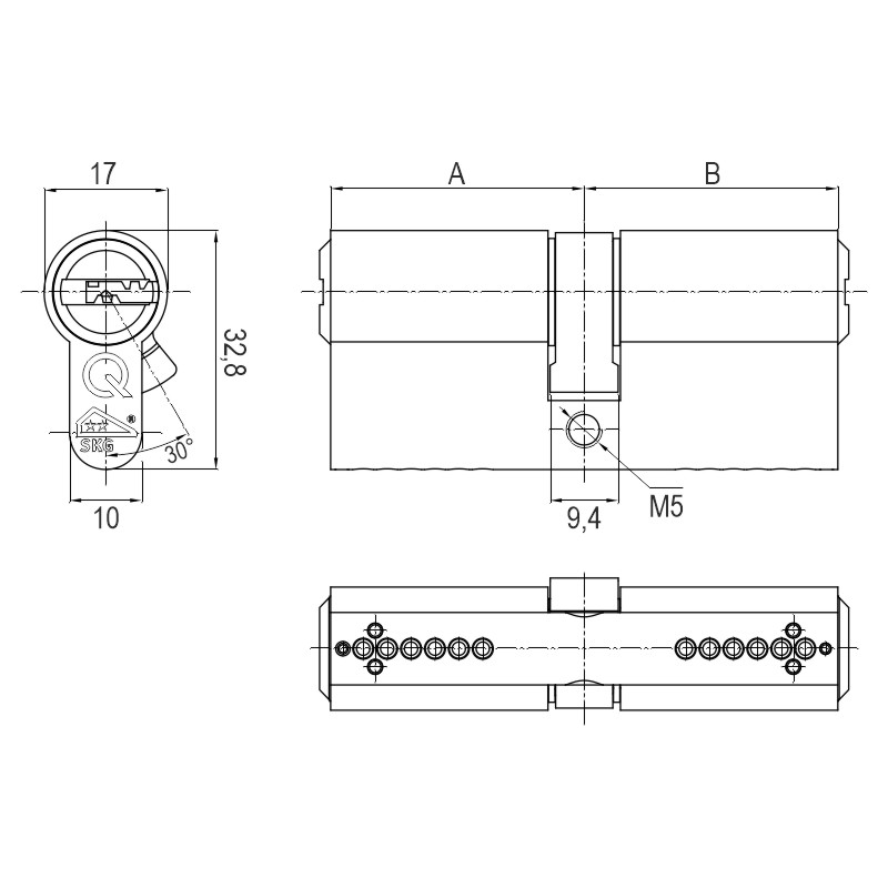 greenteQ Double cylinder reversible key S	X120 GF 55/65 with 5 keys various product photo BIGSKZ L