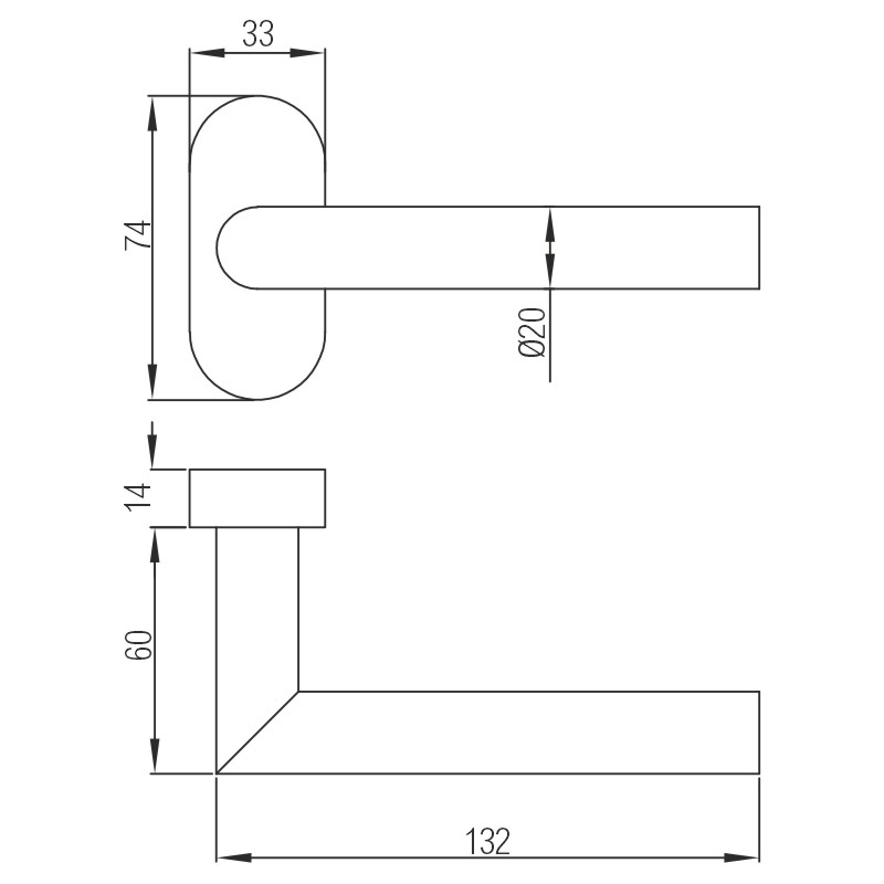 greenteQ lever handle hole part DG61H.ER.ORS.LT	 Stainless steel fine matt, square spindle for product photo BIGSKZ L