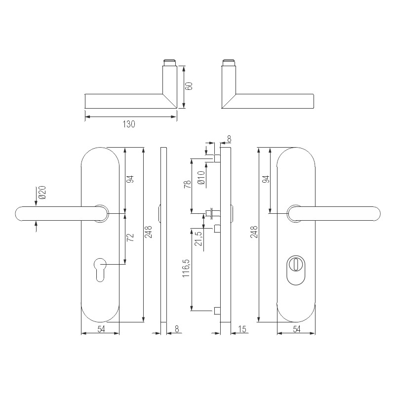 greenteQ Residential entrance door - protective cover	DG61.S216.ZA.ER.NS Stainless steel product photo BIGSKZ L