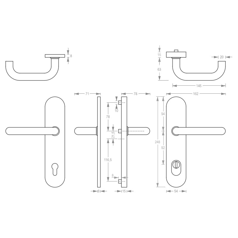 greenteQ entrance door protection lever handle	DG60.S216.ZA.ER.NS Stainless steel fei product photo BIGSKZ L