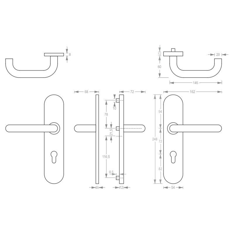 greenteQ Apartment entrance door-fire protection	z Lever handle set DG60.FS.S216.ER.NS Ede product photo BIGSKZ L