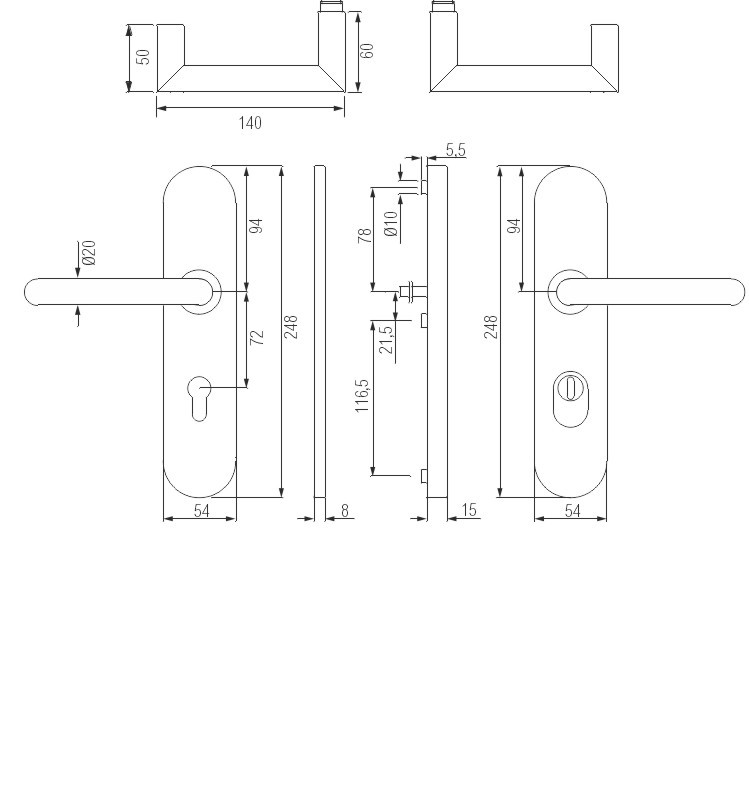greenteQ Apartment entrance door-Fire-Anti-	Anti-panic lever handle set DG80.FS.AP. product photo BIGSKZ L