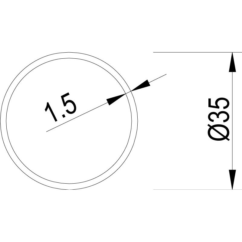 greenteQ Tubular profile round 35x1.5x2000 mm 	Stainless steel fine matt product photo BIGSKZ L
