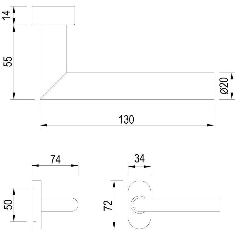 greenteQ lever handle hole part DG61.ER.ORS.LT 	fine matt product photo BIGSKZ L