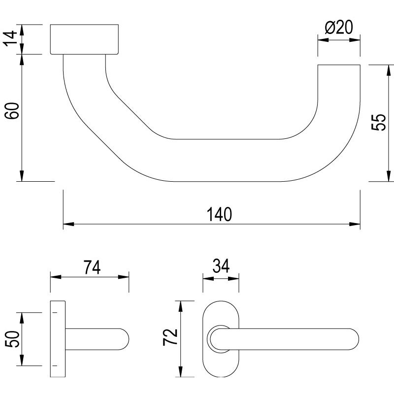 greenteQ Handle hole part DG60V.ER.ORS.LT fine matt product photo BIGSKZ L
