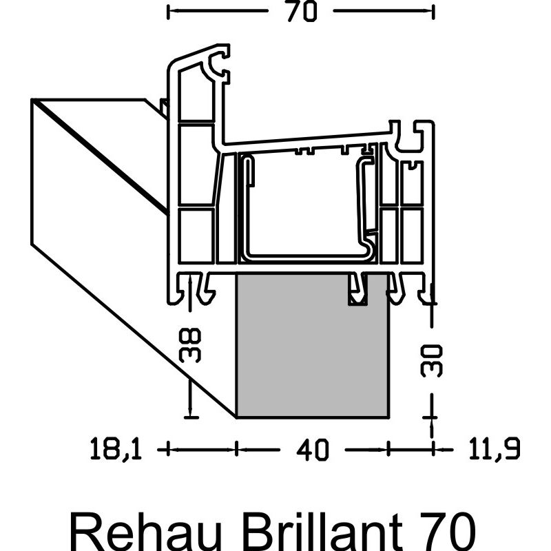 greenteQ Perfil aislante de conexión de alféizar de ventana, altamente aislante, valor U de 0,95, 2350 x 40 x 30 mm, apto para Rehau Brillant 70 foto del producto BIGANW L