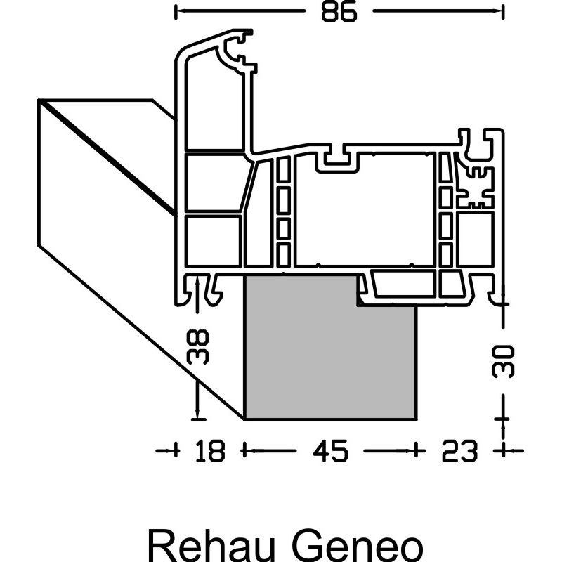 greenteQ Perfil aislante de conexión de alféizar de ventana, altamente aislante, valor U de 0,84, 2350 x 45 x 30 mm, apto para Rehau Geneo foto del producto BIGANW L