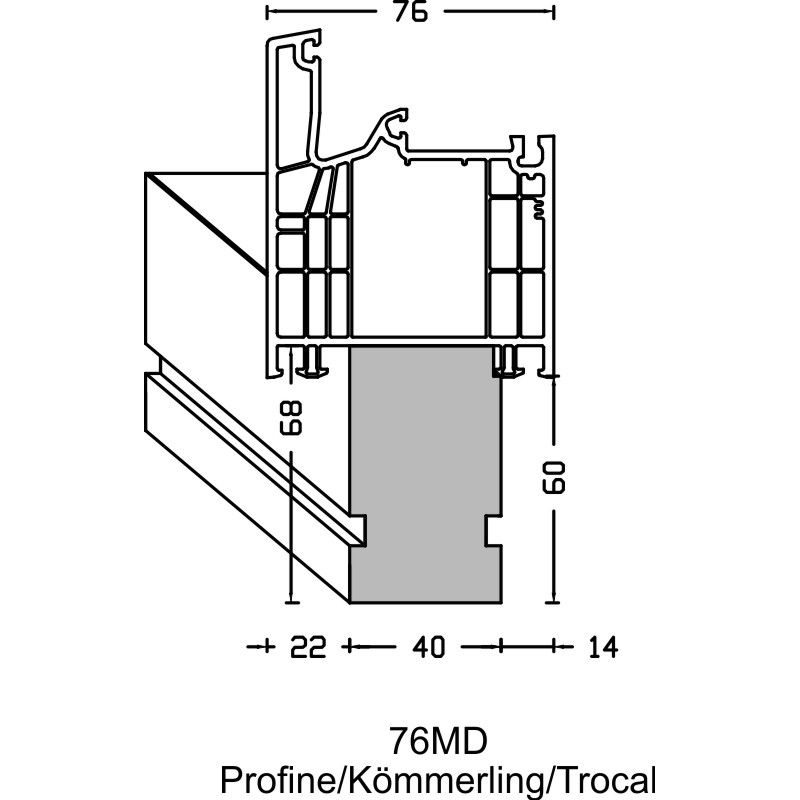 greenteQ Perfil aislante de unión para alféizar de ventana para ETICS altamente aislante valor U 0,95, 2350 x 40 x 60 mm, apto para Profine 76 MD, KBE foto del producto BIGANW L