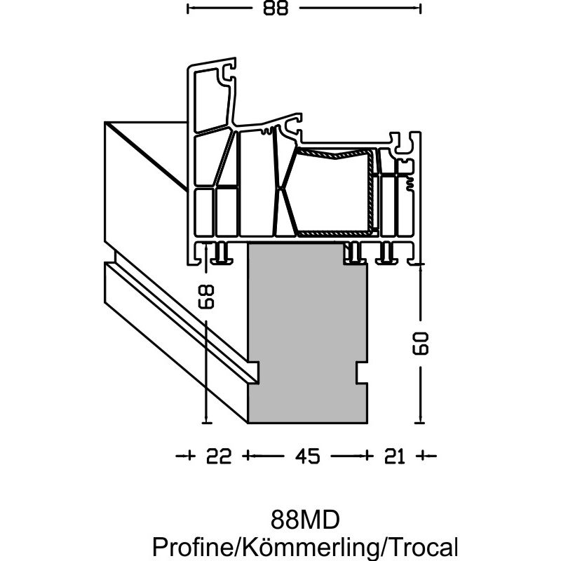 greenteQ Perfil aislante de conexión de alféizar de ventana para ETICS altamente aislante con valor U de 0,84, 2350 x 45 x 60 mm, apto para Profine 88 foto del producto BIGANW L