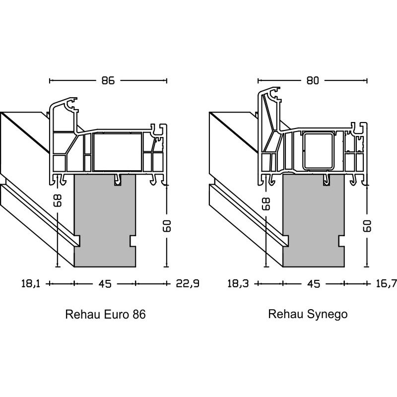 greenteQ Perfil aislante de conexión de alféizar de ventana para ETICS, altamente aislante, valor U de 0,84, 2350 x 45 x 60 mm, apto para Rehau Geneo foto del producto BIGANW L