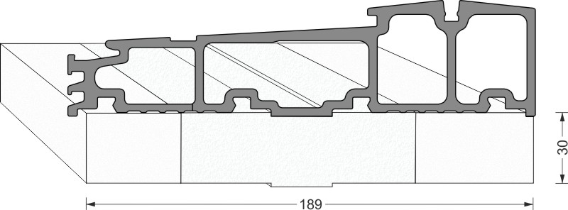 greenteQ perfil aislante de subestructura puerta corredera/elevable 2350x30/33x197, fresado, sin revestimiento de PVC para el sistema Internorm KS 430 foto del producto BIGANW L