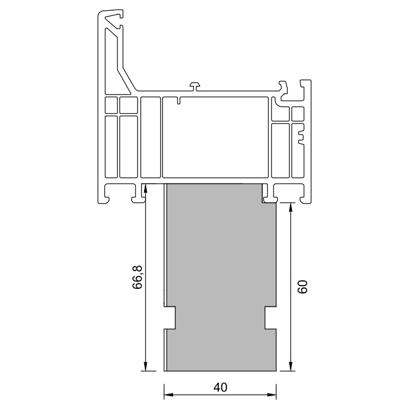 greenteQ Perfil aislante para unión de alféizares, altamente aislante, valor U 0,95, 2350 x 40 x 60/68 mm, 1 mm PVC blanco por una cara, apto para Dec foto del producto BIGANW L