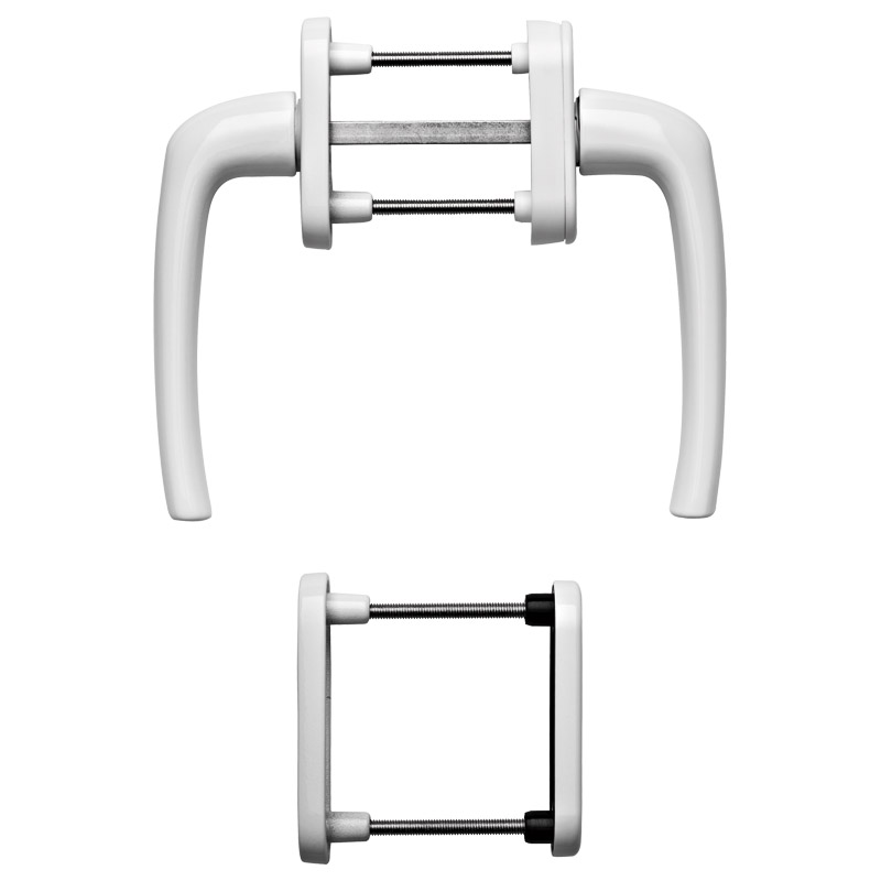 greenteQ Juego para puerta de balcón BTG10.GR.GR.AL F9016, TS 63-73 mm, leva 10 mm, husillo cuadrado M5 / 7 mm, PZ con muelle foto del producto BIGPIC L