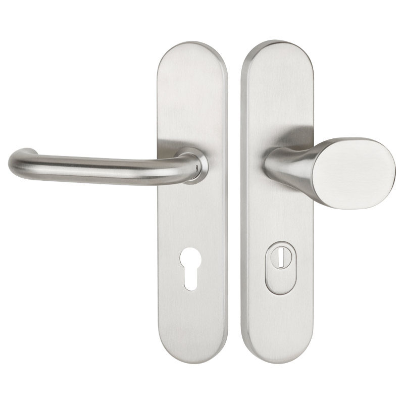 greenteQ Juego de escudos de seguridad para puertas de entrada a viviendas DG60.S216.ZA.ER.NSWK Acero inoxidable mate fino, distancia 72 mm PZ, eje cu foto del producto BIGPIC L