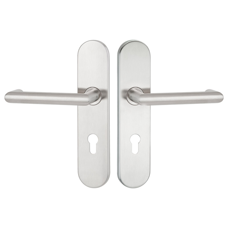 greenteQ Juego de manillería de protección contra incendios/antipánico para puerta de entrada residencial DG80.FS.AP.S216.ER.NS Acero inoxidable mate foto del producto BIGPIC L