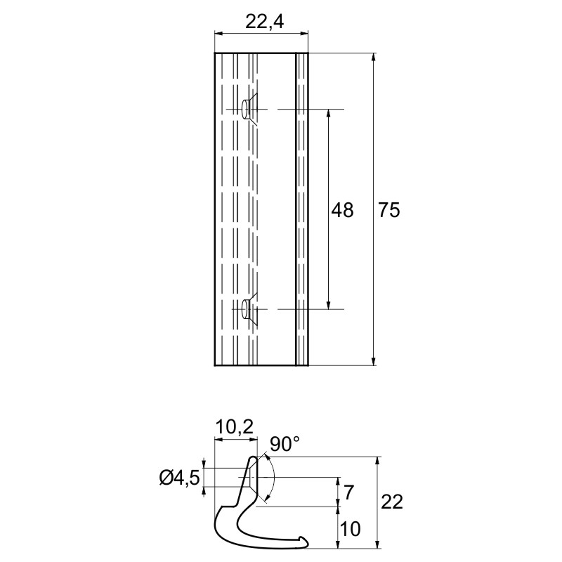 greenteQ Manilla de aluminio para rebajo de puerta/vidrio de balcón gris antracita RAL7016, 75 mm sin tornillos foto del producto BIGSKZ L