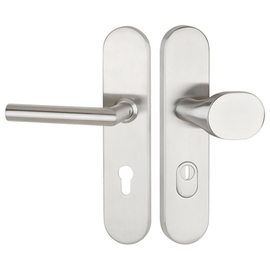 greenteQ Juego para puerta de seguridad de entrada a vivienda DG61.S216.ZA.ER.NSWK Acero inoxidable mate fino, distancia 72 mm PZ, eje cuadrado 8 mm G foto del producto