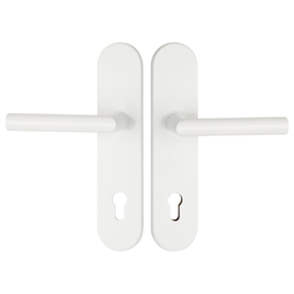 greenteQ Juego de manillería de seguridad para puerta de entrada DG61.S216.AL.RAL9016.NS Tráfico de aluminio blanco mate RAL9016, distancia 92 mm PZ, foto del producto