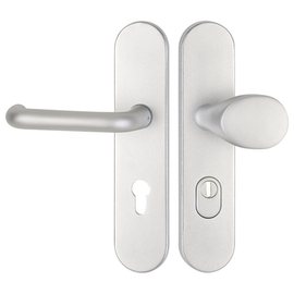 greenteQ Juego para puerta de seguridad de entrada a vivienda DG60.S216.ZA.AL.F1.NSWK Aluminio color plata, extracción 72 mm PZ, eje cuadrado 8 mm gro foto del producto