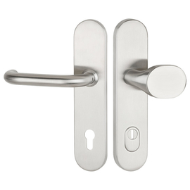greenteQ Juego para puerta de entrada de seguridad DG60.S216.ZA.ER.NSWK Acero inoxidable mate fino, distancia 92 mm PZ, eje cuadrado 8/10 mm Grosor de foto del producto