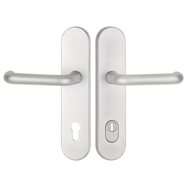 greenteQ Juego de manillería de seguridad para puerta de entrada DG60.S216.ZA.AL.F1.NS Aluminio color plata, distancia 92 mm PZ, husillo cuadrado 8/10 foto del producto