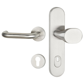 greenteQ Juego para puerta de entrada combinada de seguridad DG60.S216.ZA.ER.NSKWK acero inoxidable mate fino, distancia 92 mm PZ, husillo cuadrado 8/ foto del producto
