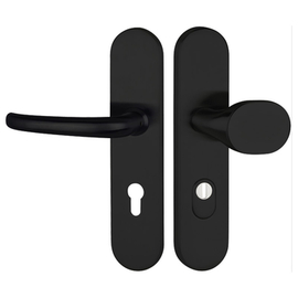 greenteQ Juego para puerta de entrada de seguridad DG65.S216.ZA.ER.RAL9005.NSWK Acero inoxidable con recubrimiento negro mate RAL9005, distancia 72 mm foto del producto