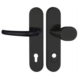 greenteQ Juego para puerta de entrada de seguridad DG65.S216.ZA.ER.RAL9005.NSWK acero inoxidable revestido de negro mate RAL9005, distancia 92 mm PZ, foto del producto