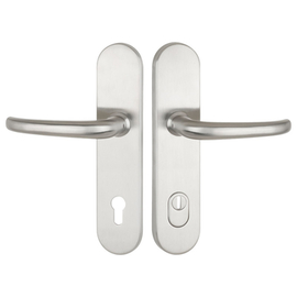 greenteQ Juego de manillería de protección para puerta de entrada DG65.S216.ZA.ER.NS Acero inoxidable mate fino, distancia 92 mm PZ, husillo cuadrado foto del producto