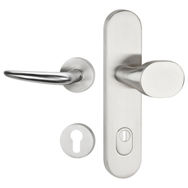 greenteQ puerta de entrada delantera puerta de seguridad combinada juego DG65.S216.ZA.ER.F1.NSKWK acero inoxidable mate fino, distancia 92 mm PZ, husi foto del producto
