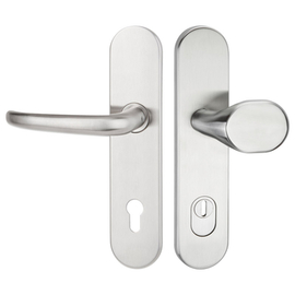 greenteQ Juego de protección contra incendios para puerta de entrada DG65.FS.S216.ZA.ER.NS Acero inoxidable mate fino, distancia 92 mm PZ, husillo cua foto del producto