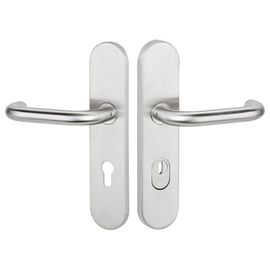 greenteQ Juego de manillería para puerta de entrada de vivienda cortafuego/antipánico DG60.FS.AP.S216.ZA.ER.NS acero inoxidable mate fino, distancia 7 foto del producto