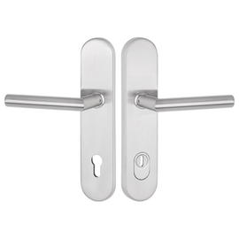 greenteQ Juego de manillería de seguridad para puerta de entrada DG61H.S216.ZA.ER.NS Acero inoxidable mate fino, distancia 92 mm PZ, husillo cuadrado foto del producto