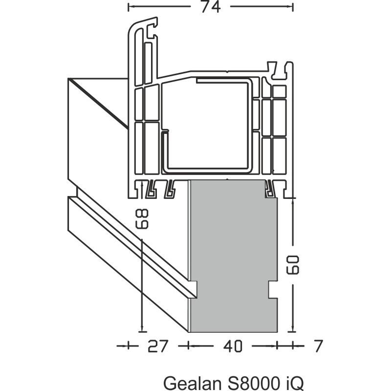 greenteQ aknalaua ühendus isolatsiooniprofiil ETICS-ile, kõrge isolatsiooniga 0,95 U-väärtusega, 2350 x 40 x 60 mm, 1 mm PVC valge ühel küljel, sobib toote foto BIGANW L